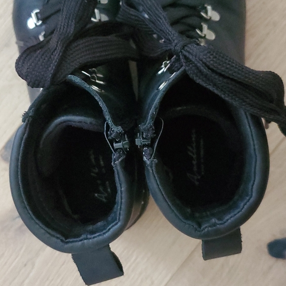 Black combat boots real leather size 38 - Picture 3 of 4